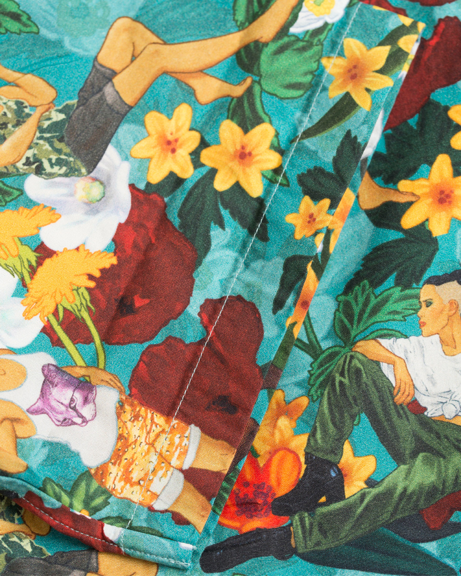 Herr | Skjortor | Eton | Slim Fit Poplin Hawaii Short Sleeve Shirt Green