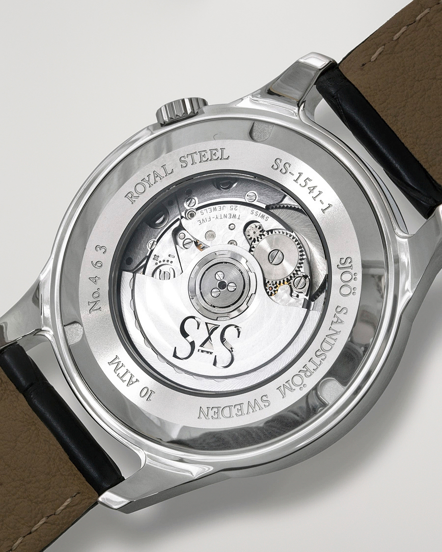 Herr | Sjöö Sandström Royal Steel Classic 41mm Black and Black Alligator | Sjöö Sandström | Royal Steel Classic 41mm Black and Black Alligator