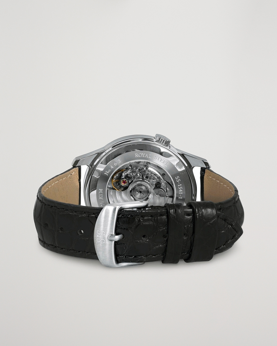 Herr | Sjöö Sandström Royal Steel Classic 41mm Black and Black Alligator | Sjöö Sandström | Royal Steel Classic 41mm Black and Black Alligator
