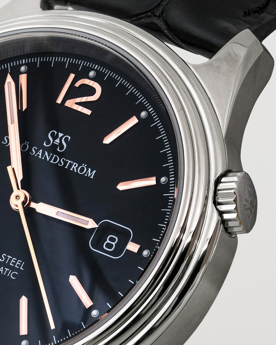 Herr | Sjöö Sandström Royal Steel Classic 41mm Black and Black Alligator | Sjöö Sandström | Royal Steel Classic 41mm Black and Black Alligator