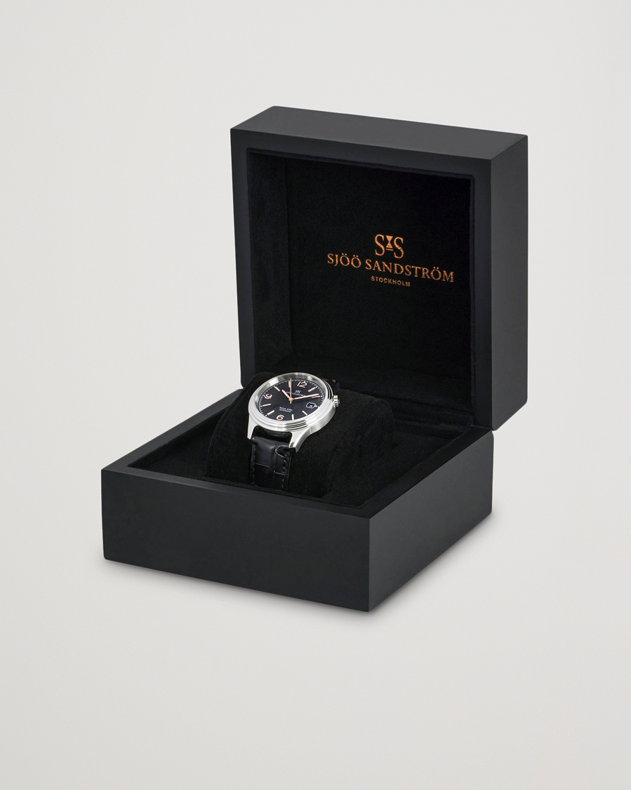 Herr | Sjöö Sandström Royal Steel Classic 41mm Black and Black Alligator | Sjöö Sandström | Royal Steel Classic 41mm Black and Black Alligator