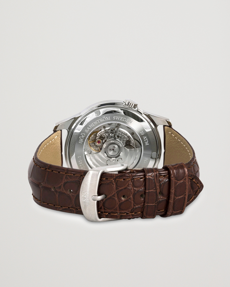 Herr | Fine watches | Sjöö Sandström | Royal Steel Classic 41mm Ivory and Brown Alligator