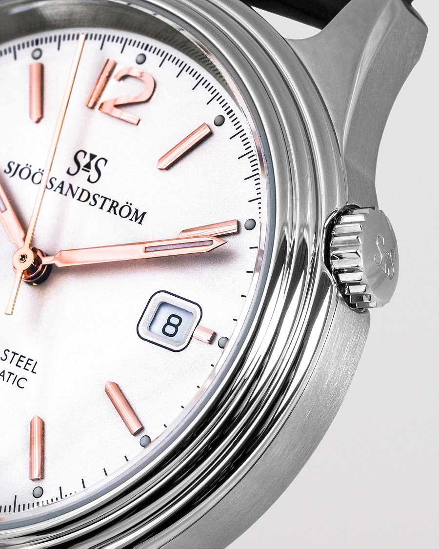Herr | Fine watches | Sjöö Sandström | Royal Steel Classic 41mm Ivory and Brown Alligator