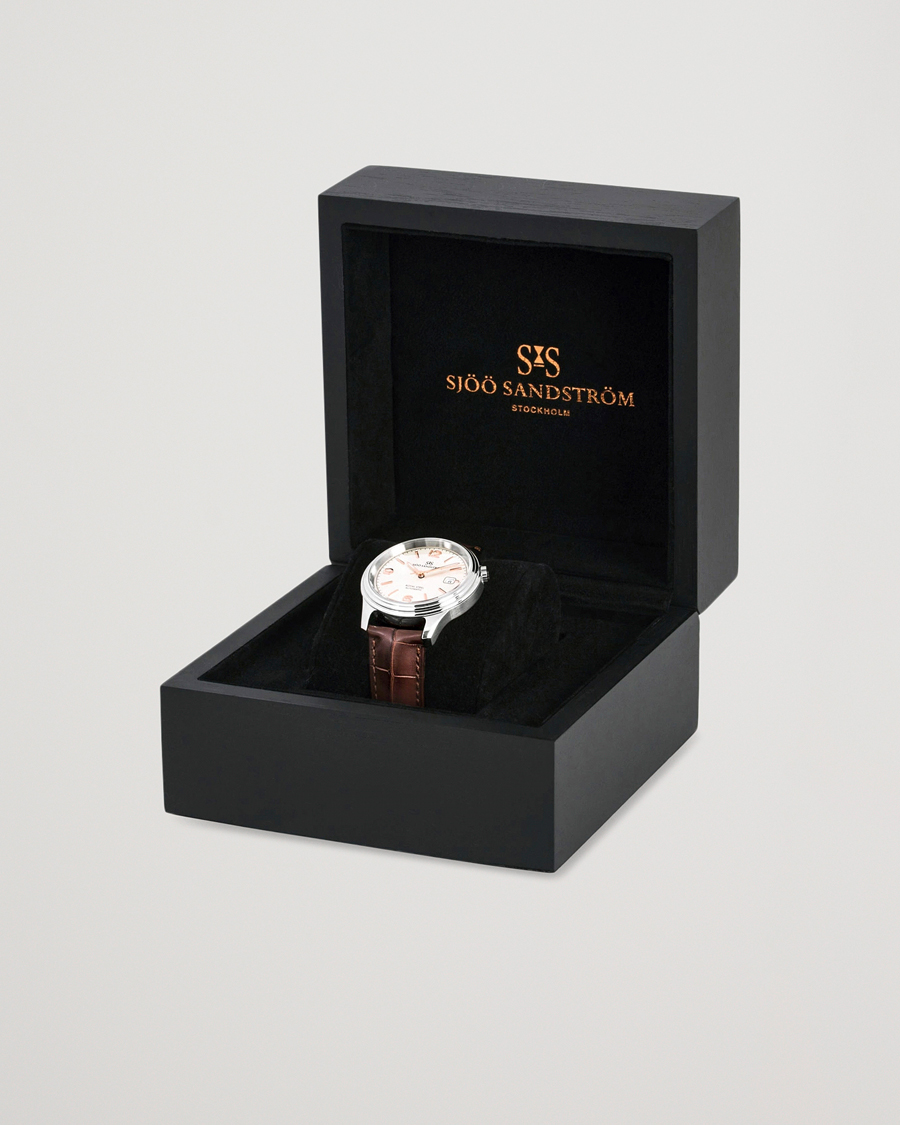 Herr | Sjöö Sandström Royal Steel Classic 41mm Ivory and Brown Alligator | Sjöö Sandström | Royal Steel Classic 41mm Ivory and Brown Alligator