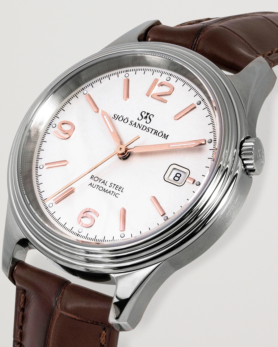 Herr | Sjöö Sandström Royal Steel Classic 41mm Ivory and Brown Alligator | Sjöö Sandström | Royal Steel Classic 41mm Ivory and Brown Alligator