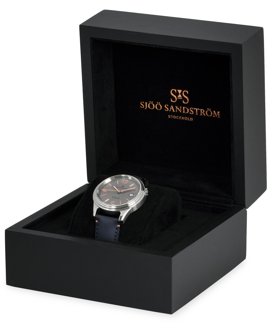 Herr | Sjöö Sandström Royal Steel Classic 41mm Grey and Blue Calf | Sjöö Sandström | Royal Steel Classic 41mm Grey and Blue Calf