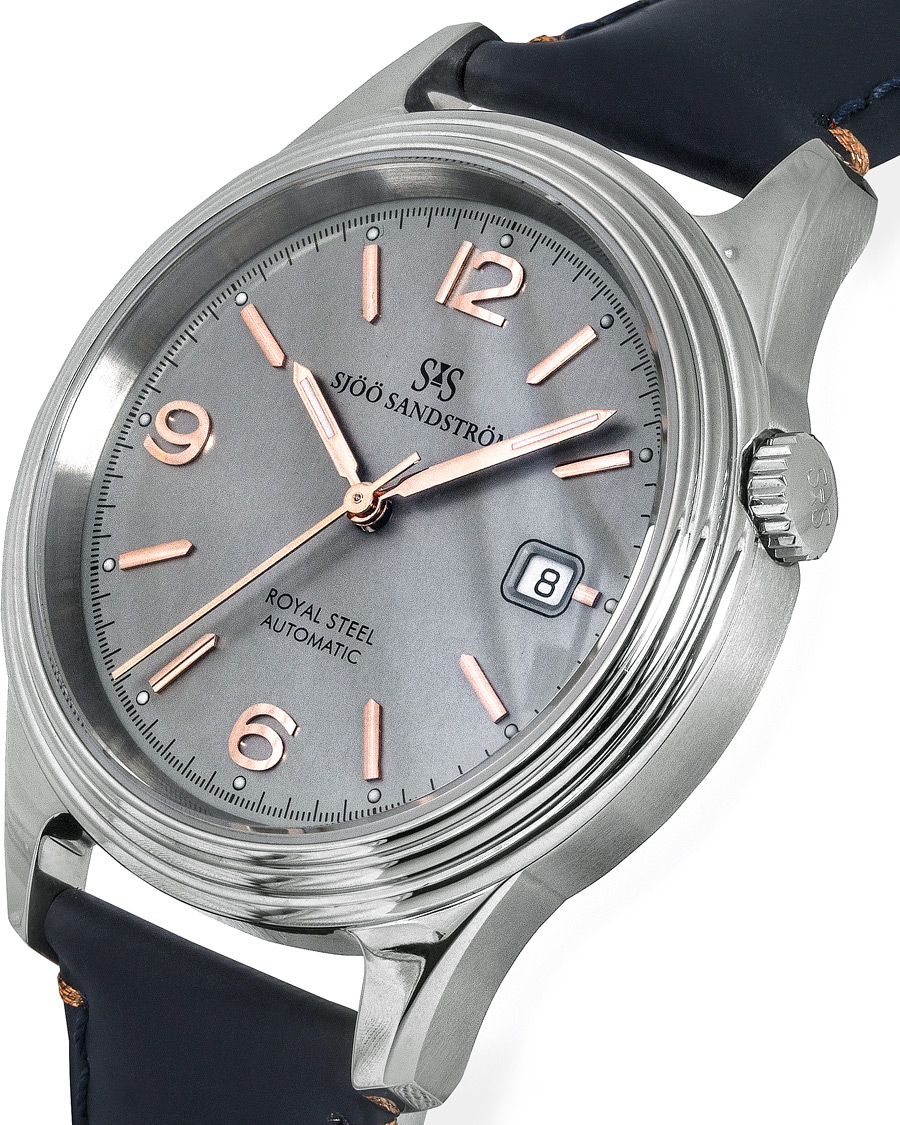 Herr | Sjöö Sandström Royal Steel Classic 41mm Grey and Blue Calf | Sjöö Sandström | Royal Steel Classic 41mm Grey and Blue Calf