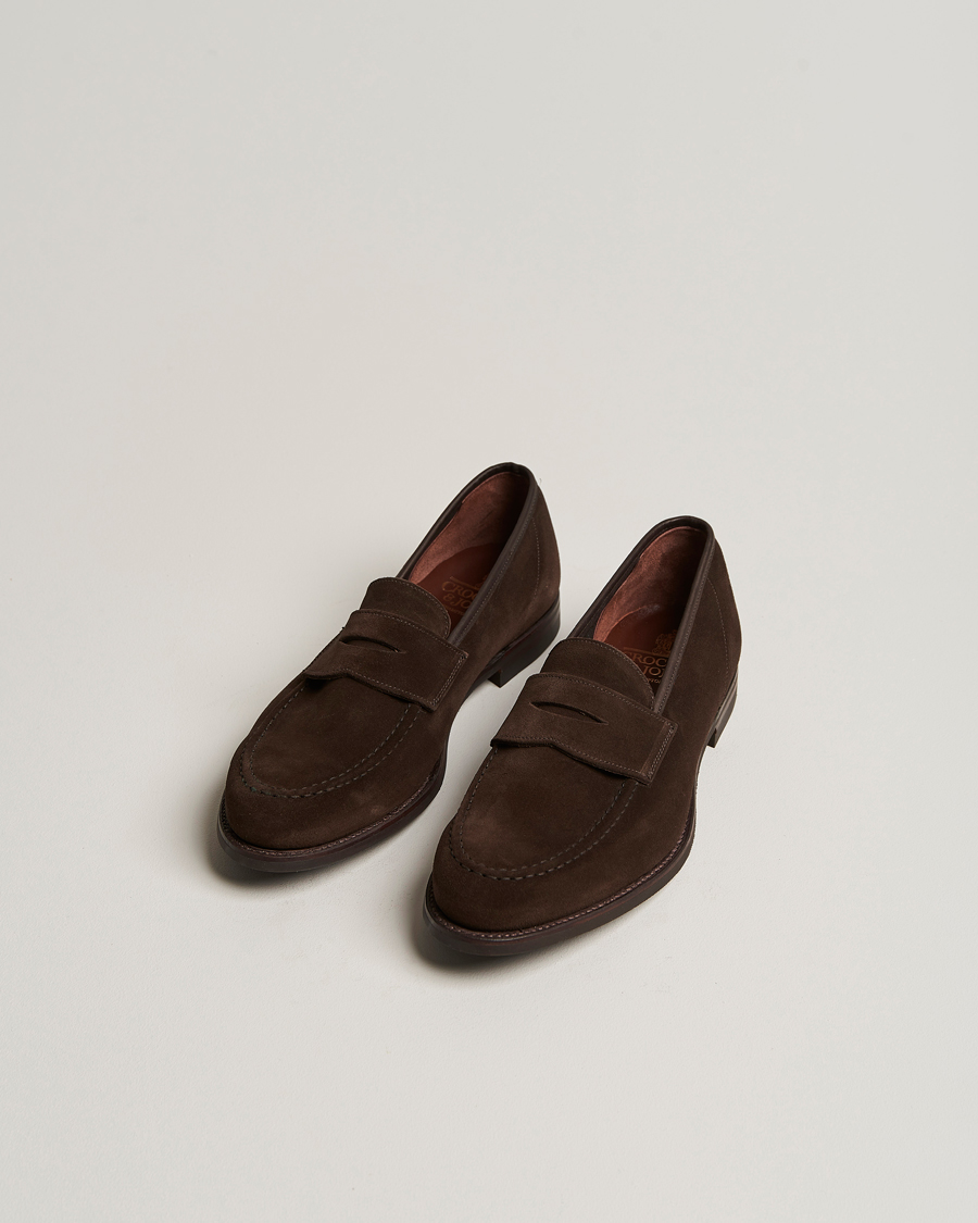 Herr | Mockaskor | Crockett & Jones | Harvard City Sole Dark Brown Suede