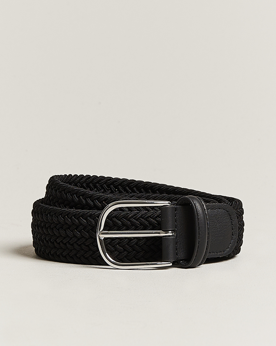 Herr | Bälten | Anderson's | Stretch Woven 3,5 cm Belt Black