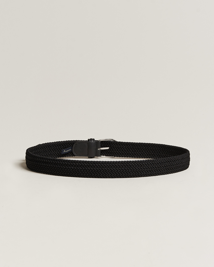 Herr | Anderson's | Anderson's | Stretch Woven 3,5 cm Belt Black