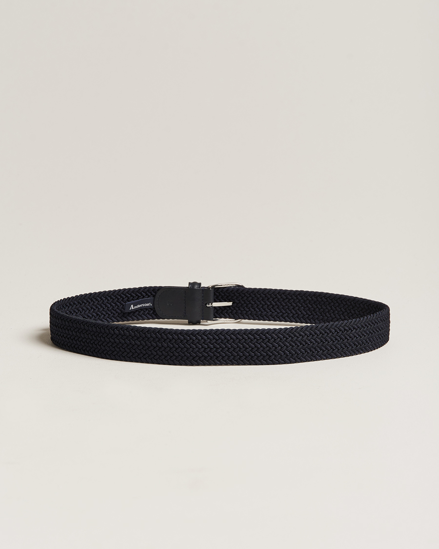 Herr | Anderson's | Anderson's | Stretch Woven 3,5 cm Belt Navy