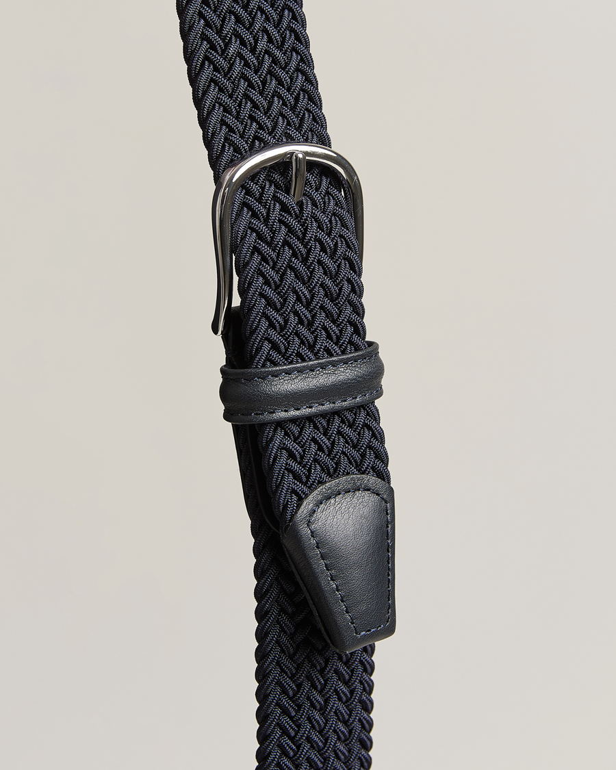 Herr | Bälten | Anderson's | Stretch Woven 3,5 cm Belt Navy