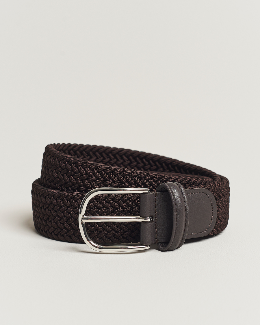 Herr | Bälten | Anderson's | Stretch Woven 3,5 cm Belt Brown