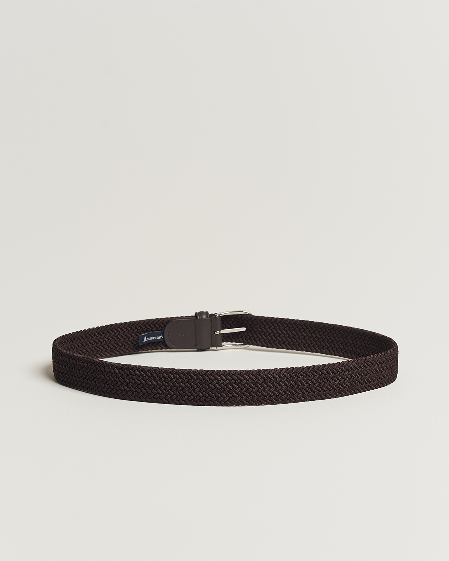 Herr | Anderson's | Anderson's | Stretch Woven 3,5 cm Belt Brown
