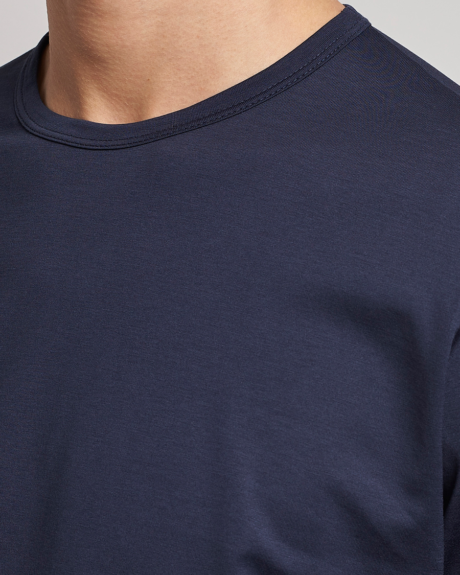 Herr | T-Shirts | Sunspel | Long Sleeve Crew Neck Cotton Tee Navy
