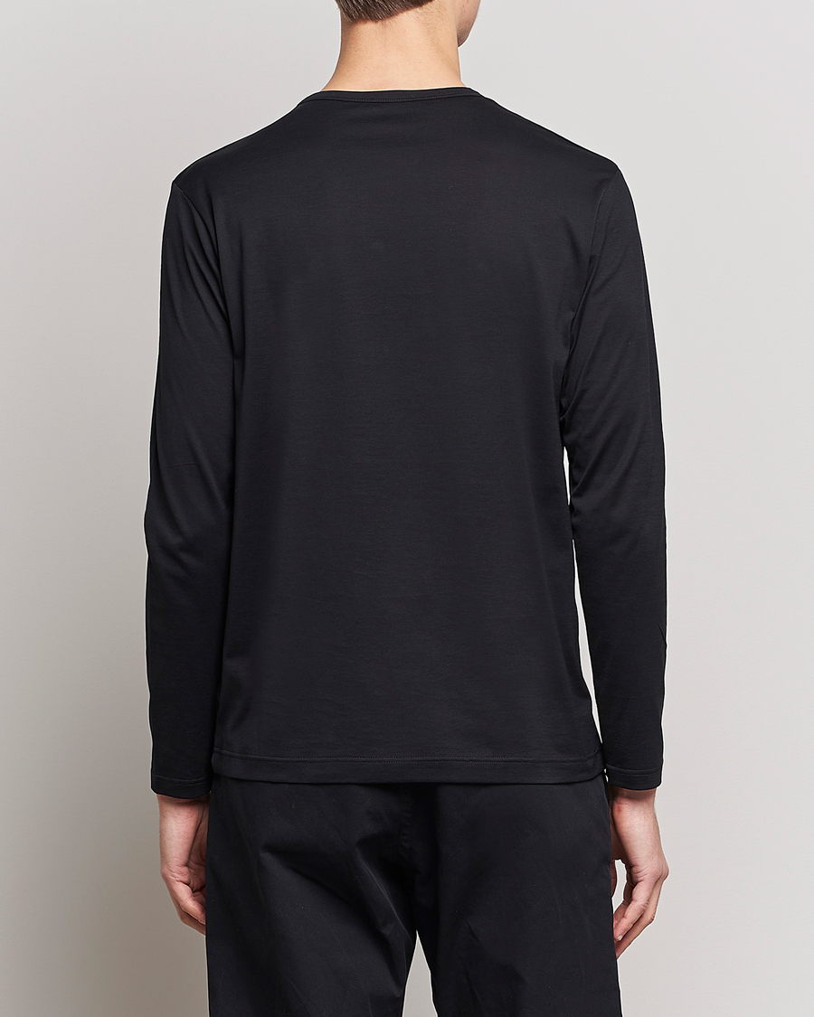 Herr | T-Shirts | Sunspel | Long Sleeve Crew Neck Cotton Tee Black