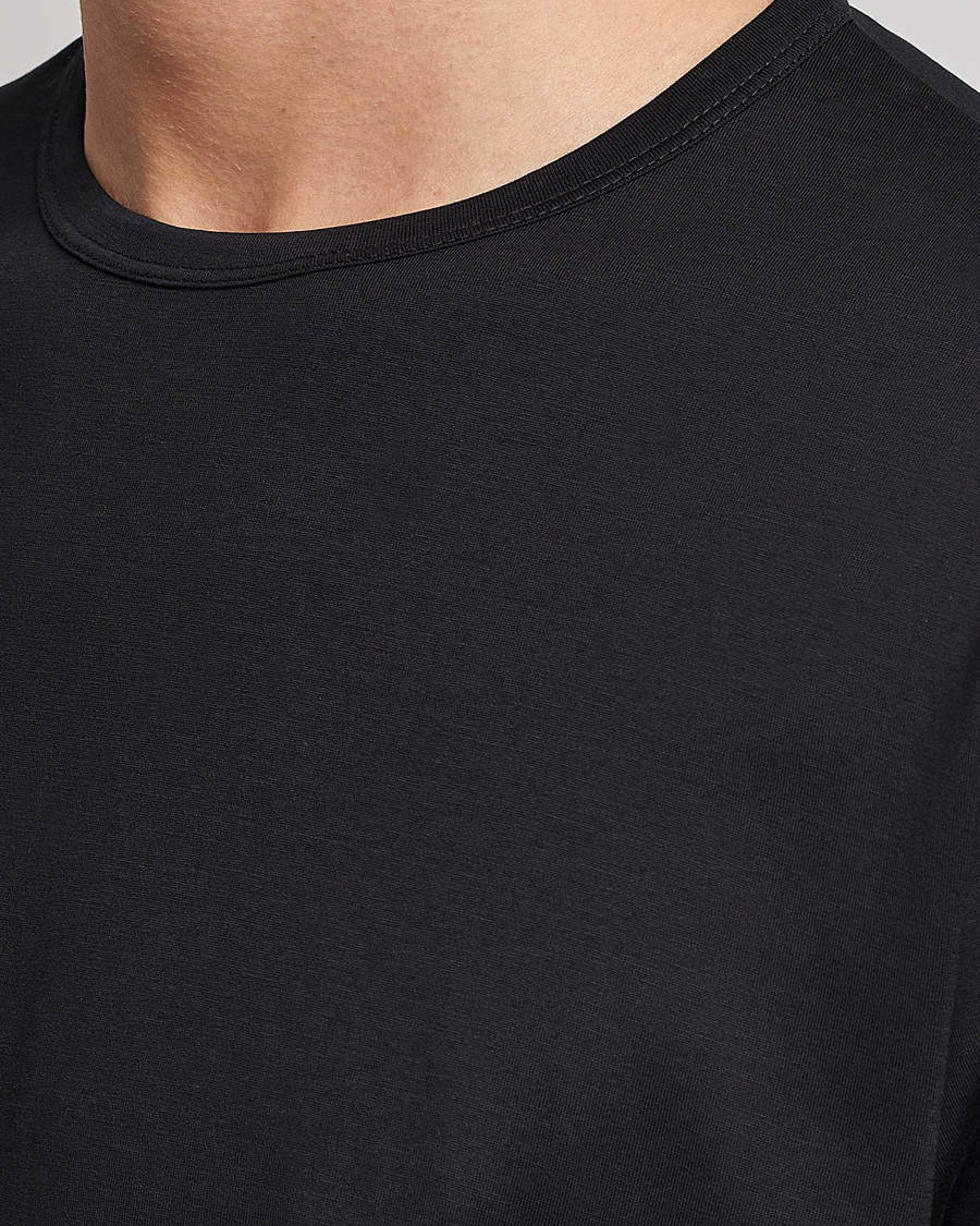 Herr | T-Shirts | Sunspel | Long Sleeve Crew Neck Cotton Tee Black