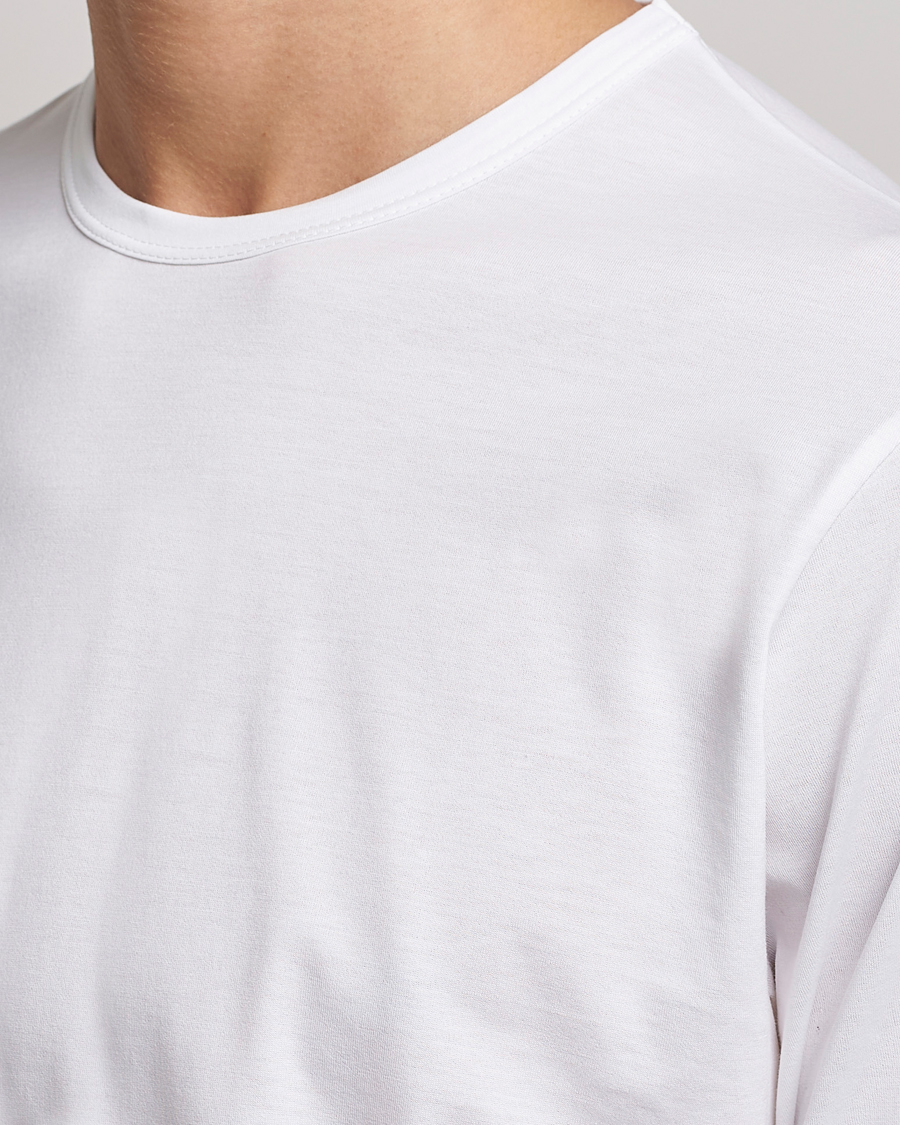 Herr | T-Shirts | Sunspel | Long Sleeve Crew Neck Cotton Tee White