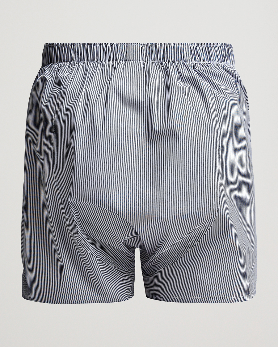 Herr |  | Sunspel | Classic Woven Cotton Boxer Shorts White/Light Blue