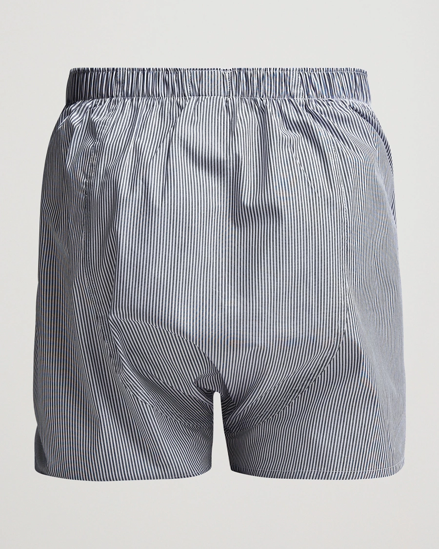 Herr | Avdelningar | Sunspel | Classic Woven Cotton Boxer Shorts White/Light Blue