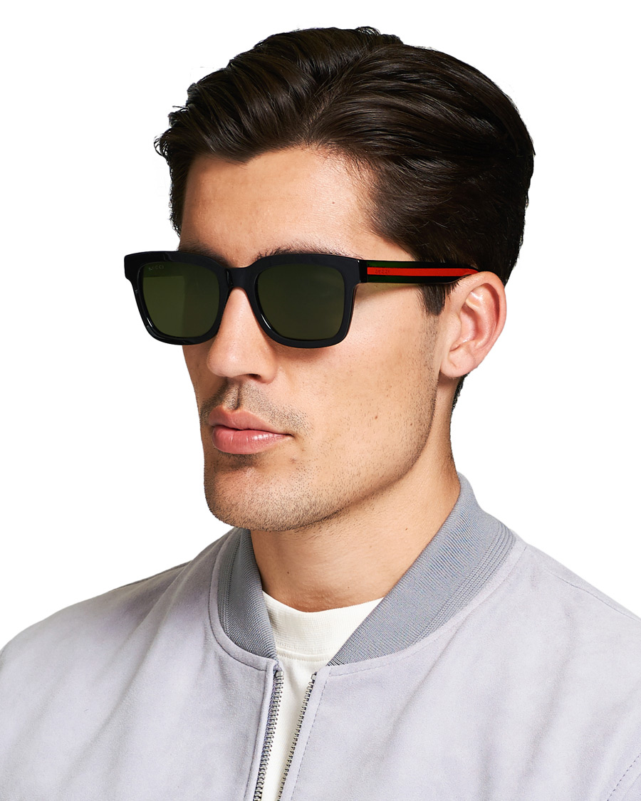 Herr | Gucci GG0001S Sunglasses Black/Green | Gucci | GG0001S Sunglasses Black/Green