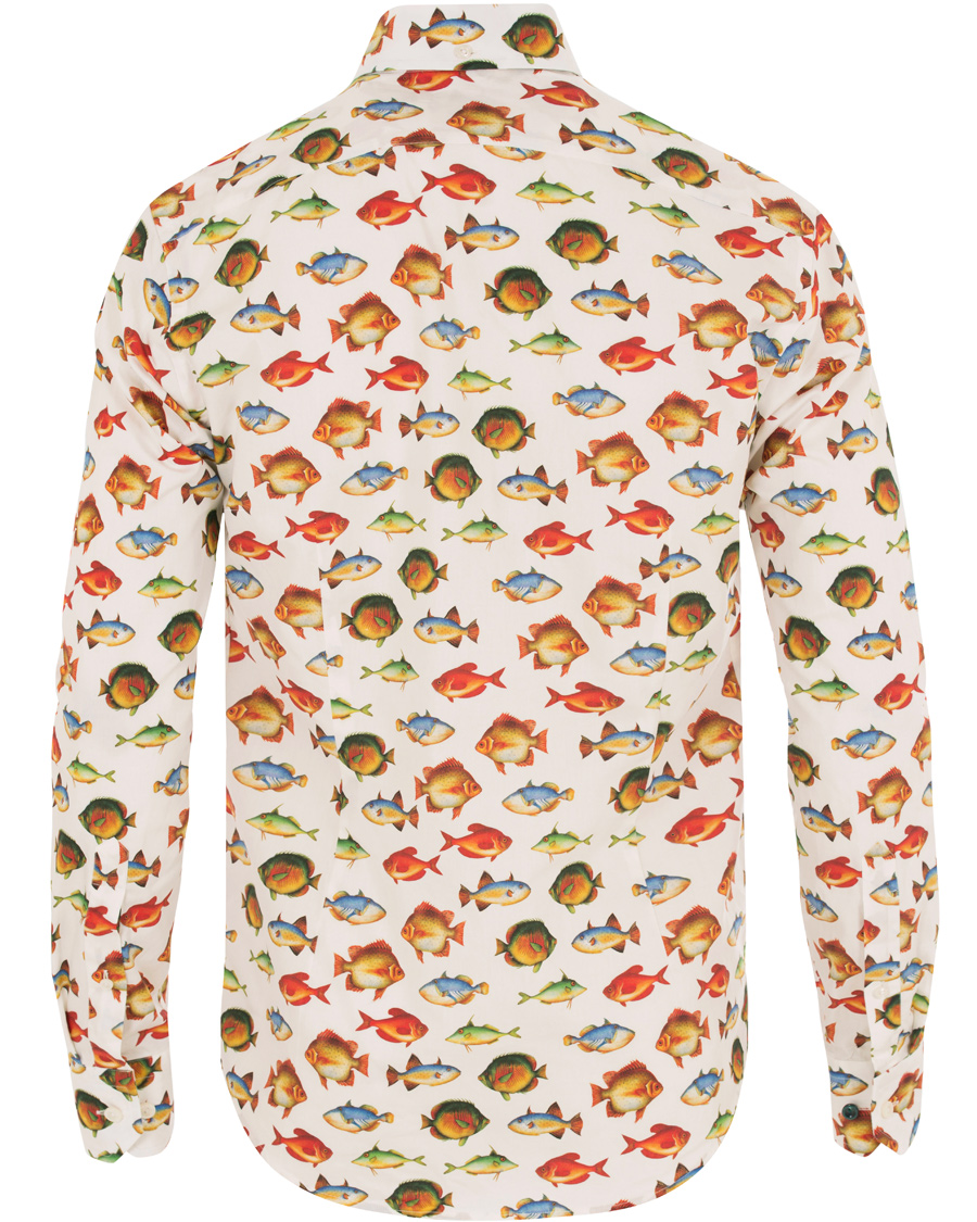 Herr | Skjortor | Eton | Slim Fit Twill Printed Fish Shirt White