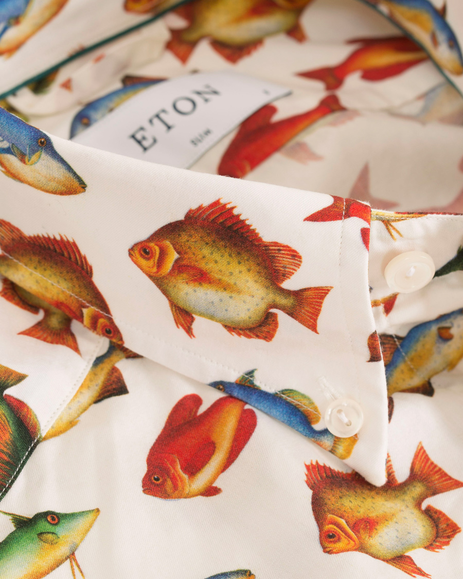Herr | Skjortor | Eton | Slim Fit Twill Printed Fish Shirt White