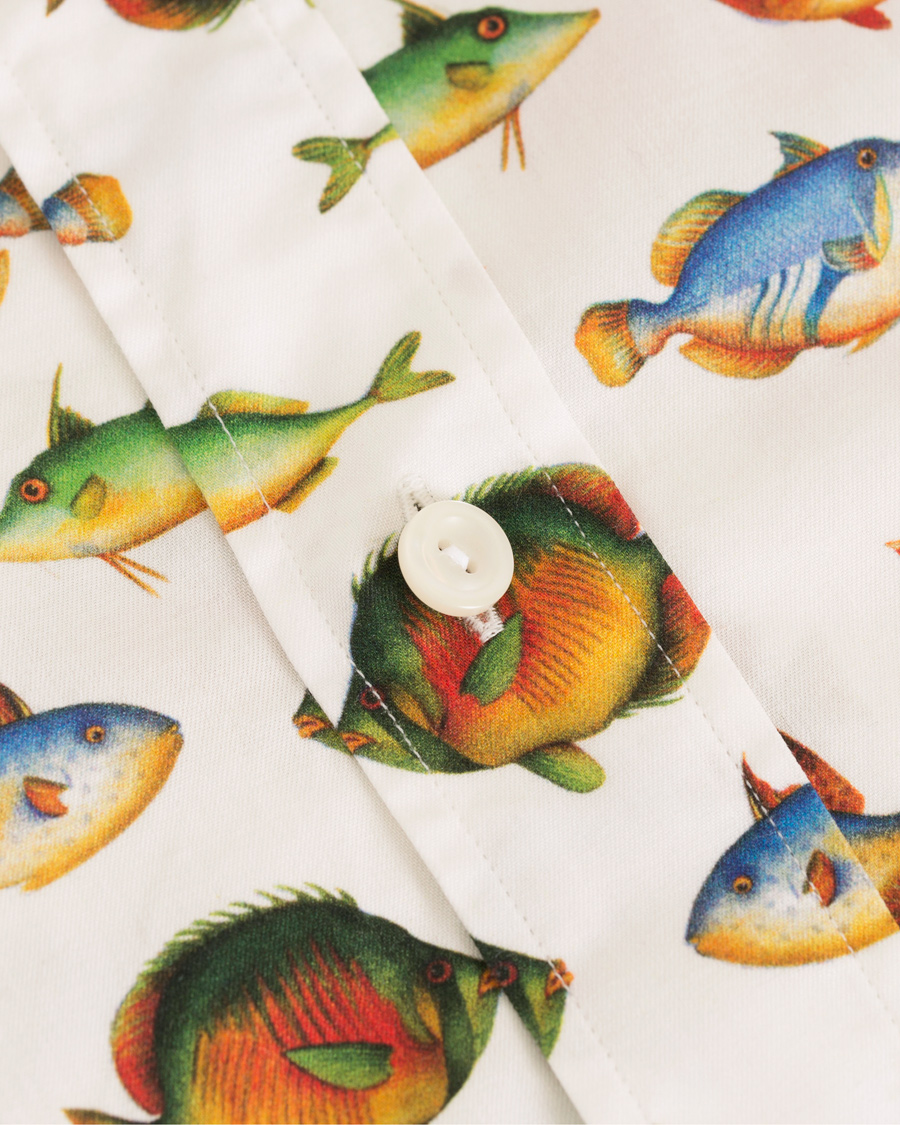 Herr | Skjortor | Eton | Slim Fit Twill Printed Fish Shirt White