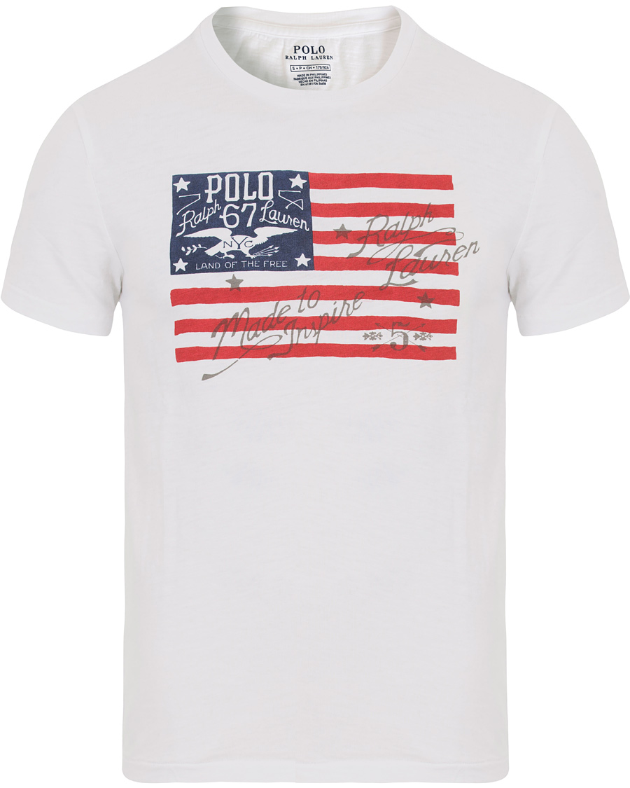 Herr | T-Shirts | Polo Ralph Lauren | American Flag Print Crew Neck Tee White