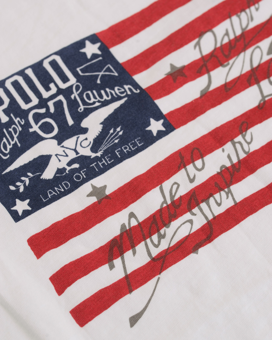 Herr | T-Shirts | Polo Ralph Lauren | American Flag Print Crew Neck Tee White