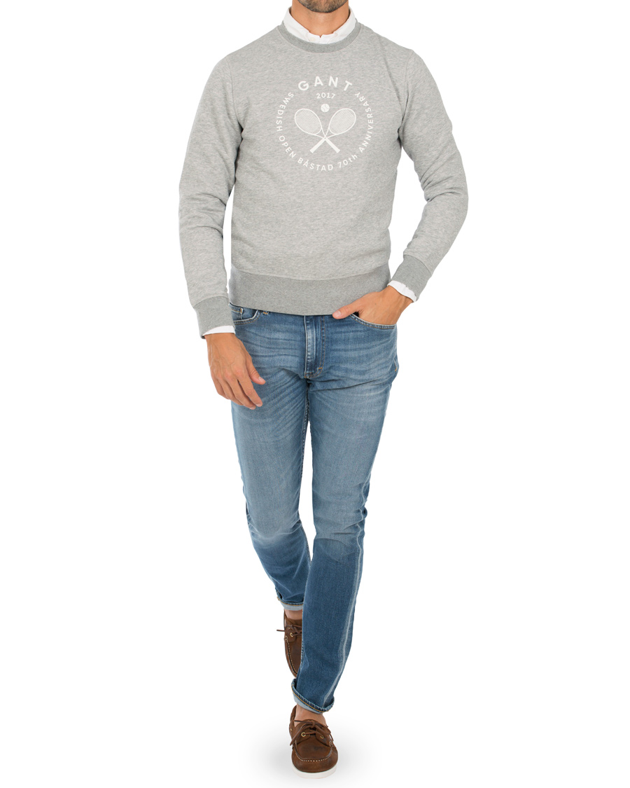 Herr | Tröjor | GANT | Båstad Crew Neck Sweatshirt Grey Melange