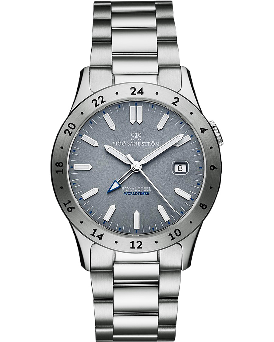 Herr | Sjöö Sandström Royal Steel Worldtimer 36mm Grey with Steel | Sjöö Sandström | Royal Steel Worldtimer 36mm Grey with Steel