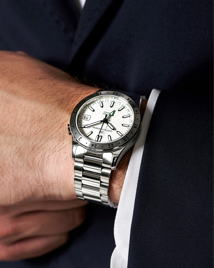 Herr | Sjöö Sandström Royal Steel Worldtimer 36mm White with Steel | Sjöö Sandström | Royal Steel Worldtimer 36mm White with Steel