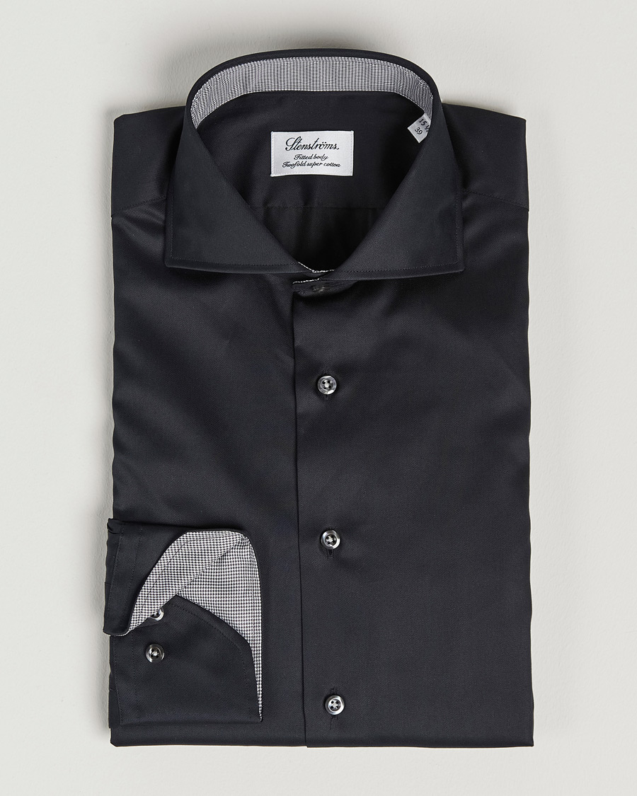 Herr | Skjortor | Stenströms | Fitted Body Contrast Shirt Black
