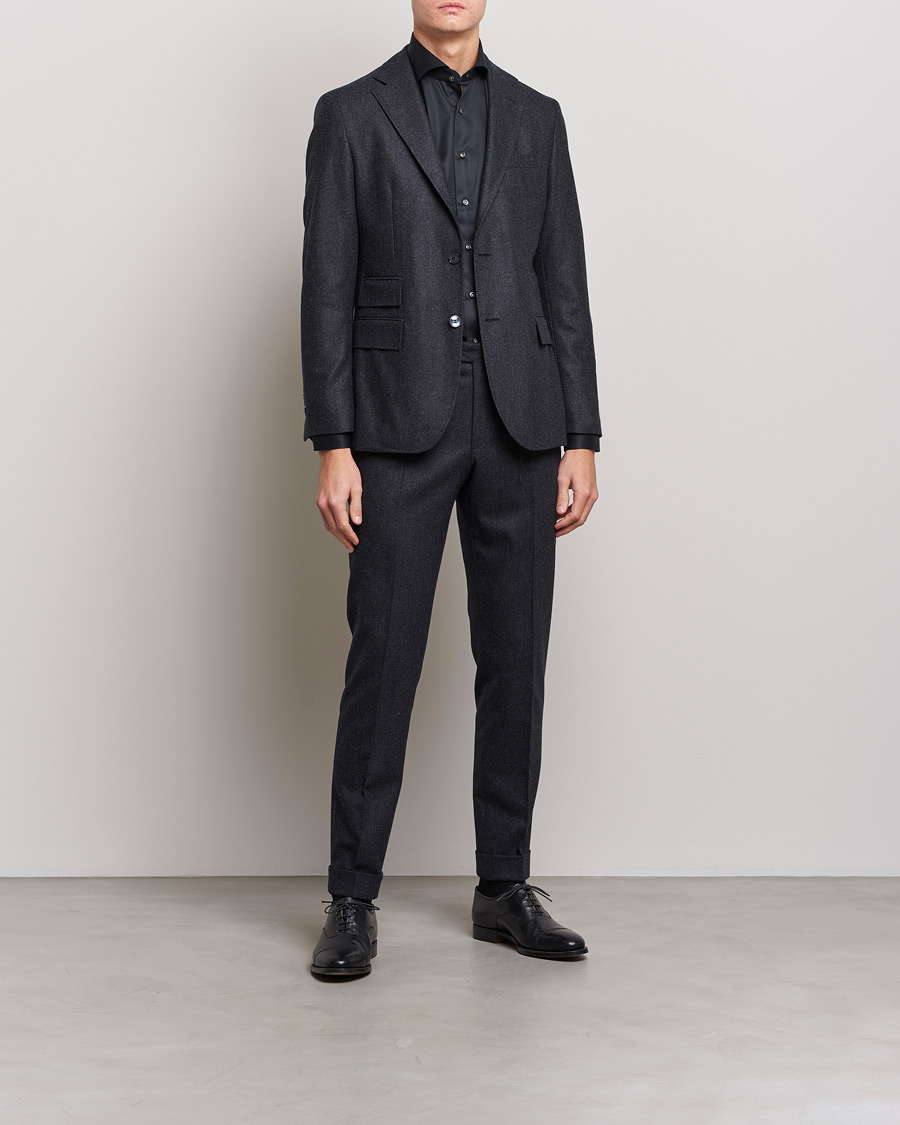 Herr | Stenströms | Stenströms | Fitted Body Contrast Shirt Black