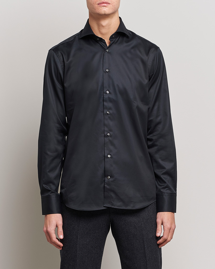 Herr | Stenströms | Stenströms | Fitted Body Contrast Shirt Black