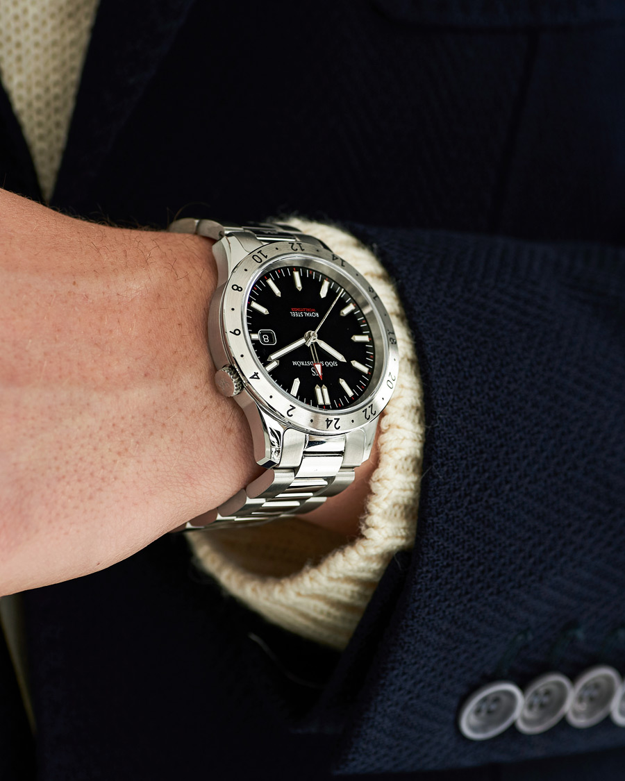 Herr | Sjöö Sandström Royal Steel Worldtimer 41mm Black with Steel | Sjöö Sandström | Royal Steel Worldtimer 41mm Black with Steel