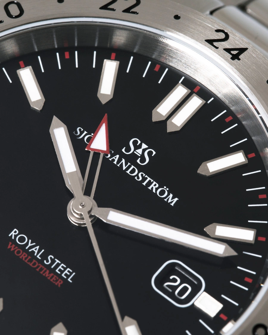 Herr | Sjöö Sandström Royal Steel Worldtimer 41mm Black with Steel | Sjöö Sandström | Royal Steel Worldtimer 41mm Black with Steel