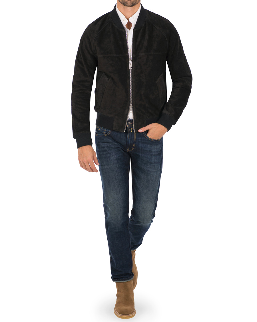 Herr | Jackor | AMI | Suede Bomber Jacket Black