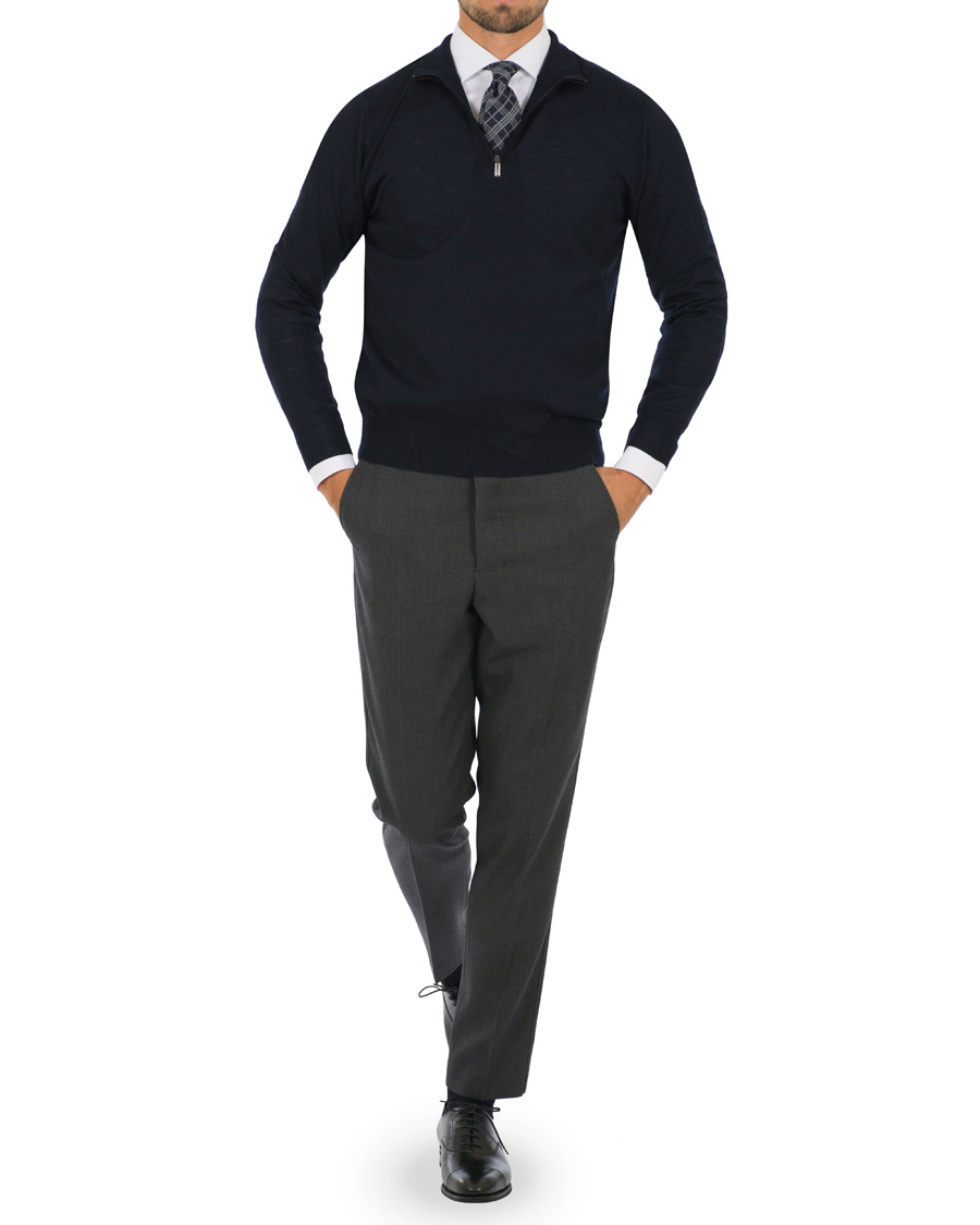 Herr | Byxor | AMI | Carrot Fit Turn Up Trousers Grey