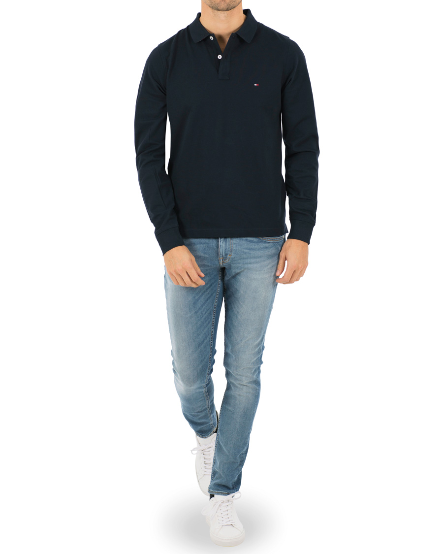 Herr | Tröjor | Tommy Hilfiger | Luxury Slim Fit Long Sleeve Polo Sky Captain