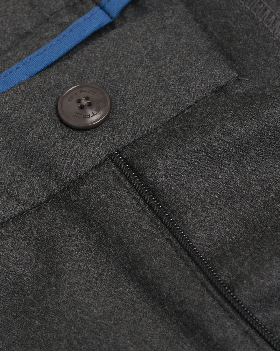 Herr | Byxor | Etro | Baggy Manhattan Flannel Trousers Dark Grey