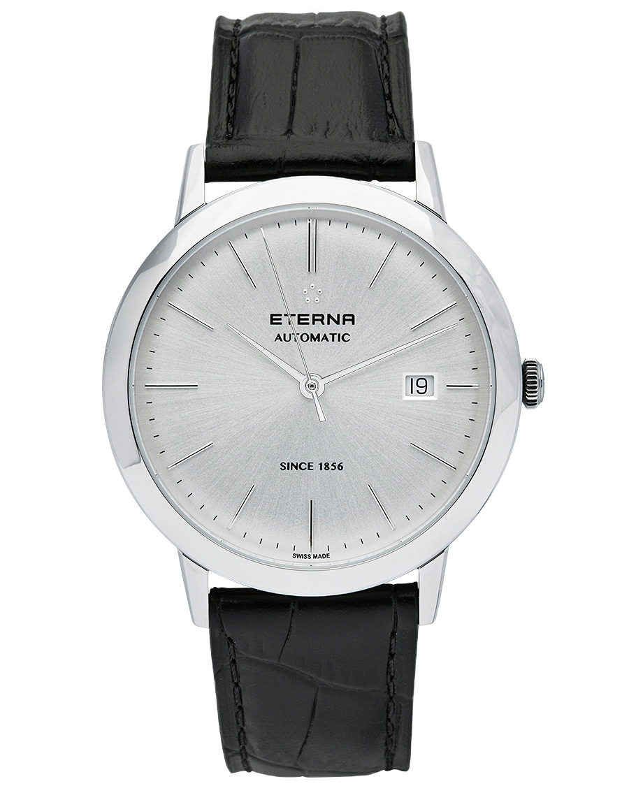 Herr | Eterna Eternity Automatic Silver/Black Silver/Black Leather 40mm | Eterna | Eternity Automatic Silver/Black Silver/Black Leather 40mm