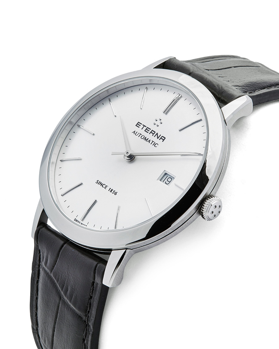 Herr | Eterna Eternity Automatic Silver/Black Silver/Black Leather 40mm | Eterna | Eternity Automatic Silver/Black Silver/Black Leather 40mm