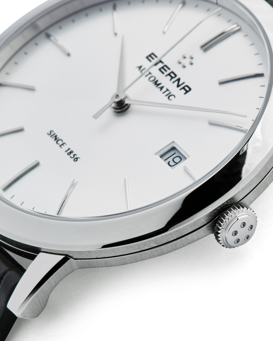 Herr | Eterna Eternity Automatic Silver/Black Silver/Black Leather 40mm | Eterna | Eternity Automatic Silver/Black Silver/Black Leather 40mm