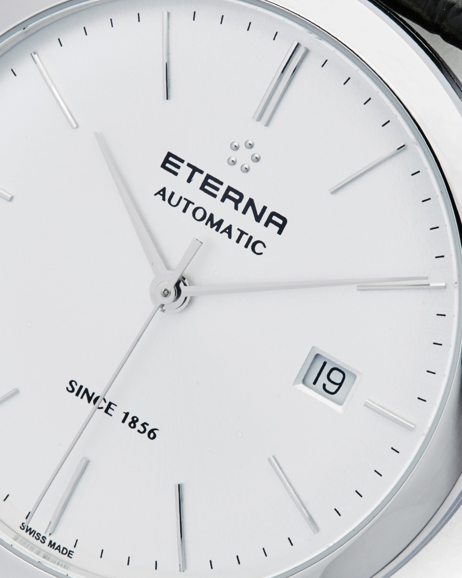Herr | Eterna Eternity Automatic Silver/Black Silver/Black Leather 40mm | Eterna | Eternity Automatic Silver/Black Silver/Black Leather 40mm