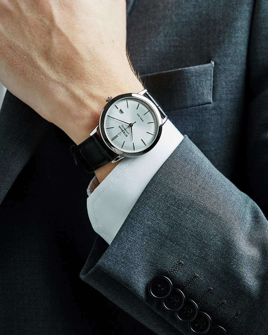 Herr | Eterna Eternity Automatic Silver/Black Silver/Black Leather 40mm | Eterna | Eternity Automatic Silver/Black Silver/Black Leather 40mm