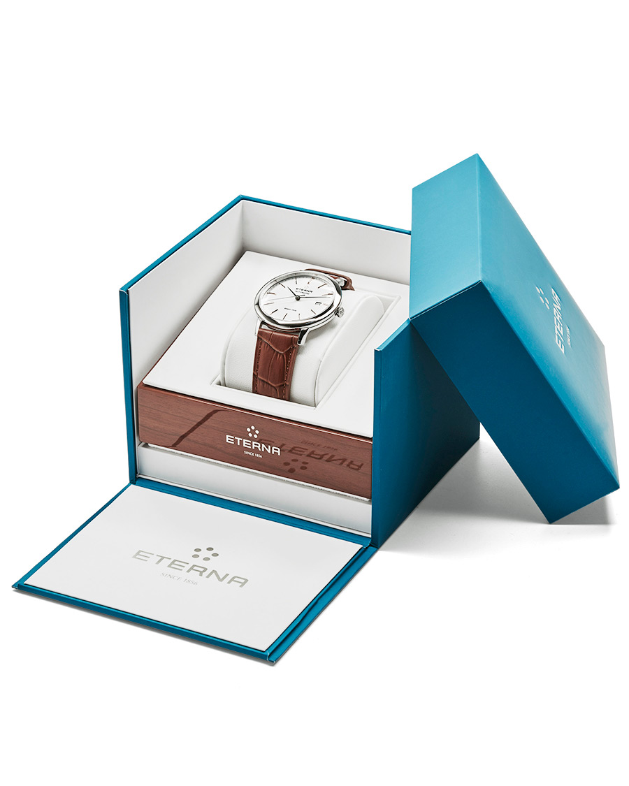 Herr | Eterna Eternity Automatic Silver/Brown Silver/Brown Leather 40mm | Eterna | Eternity Automatic Silver/Brown Silver/Brown Leather 40mm