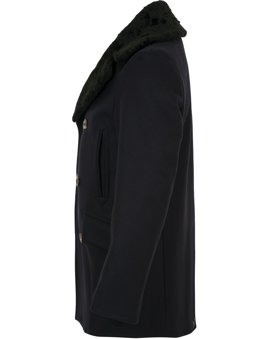 Herr | Jackor | Private White V.C. | The Shearling Collar Pea Coat Navy