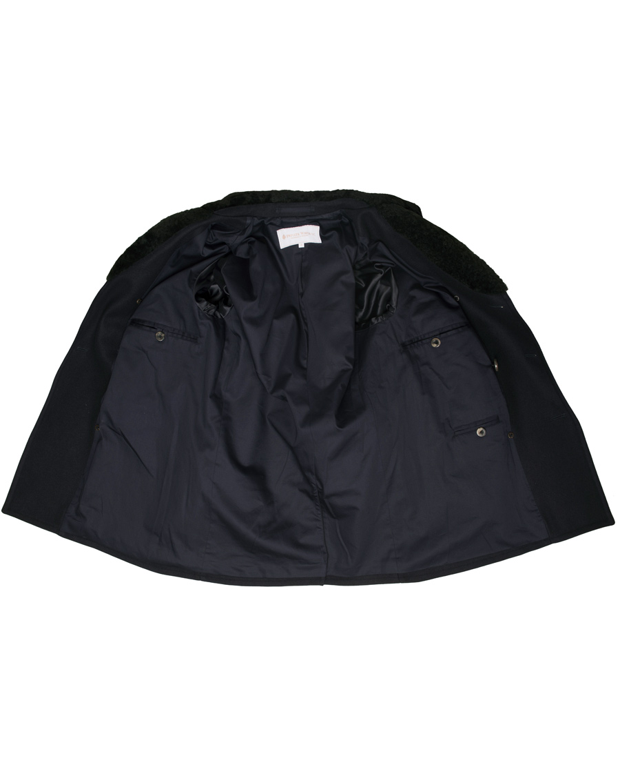 Herr | Jackor | Private White V.C. | The Shearling Collar Pea Coat Navy